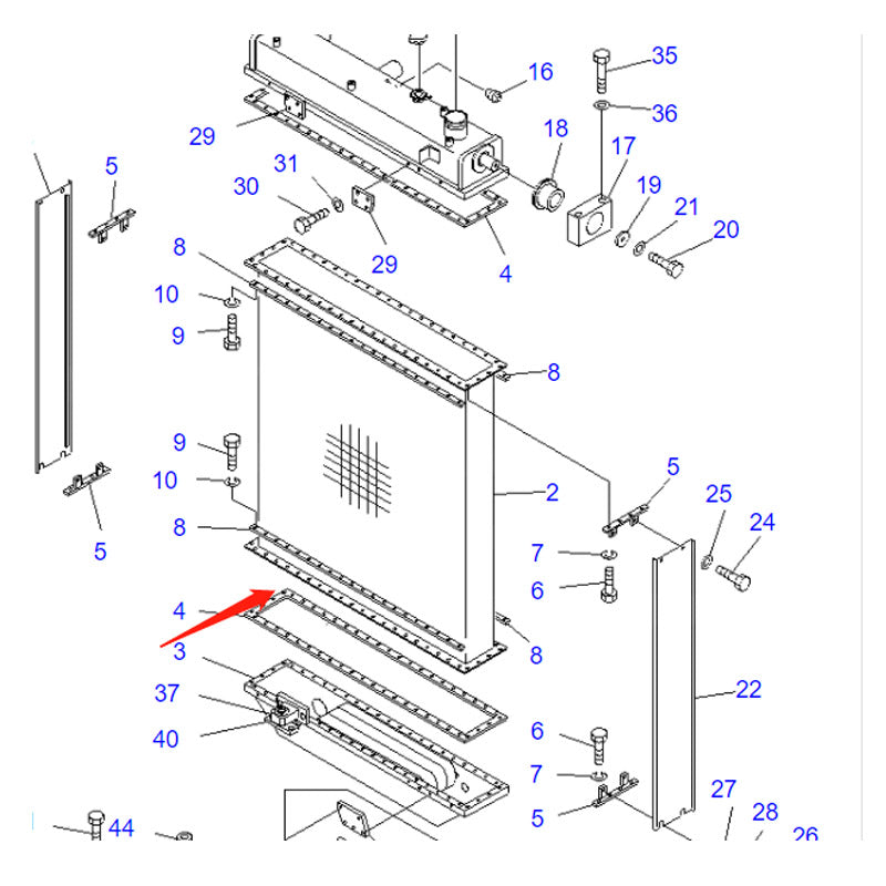 Radiator Core Assy 17A-03-00010 for Komatsu Bulldozer D155A-3 D155A-5 D155AX-5 D155AX-5