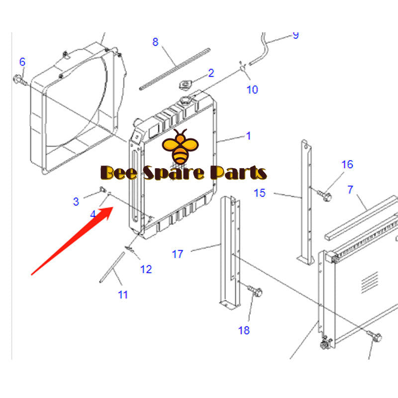 21W-03-31110 Water Tank Radiator For Komatsu PC75UU-3 PC75US-3 Excavator