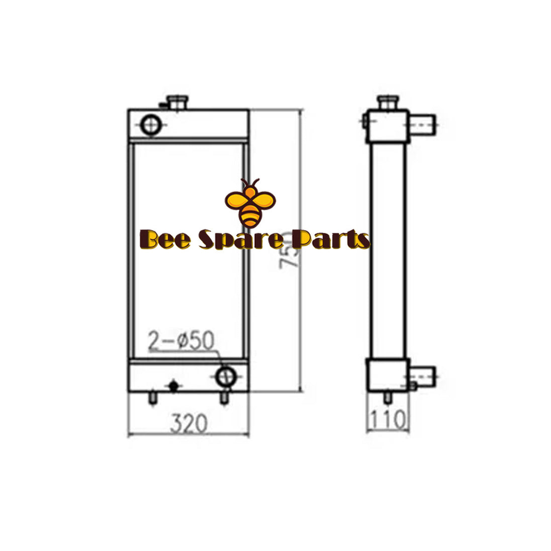 Water Tank Radiator 3077640 3077639 for Caterpillar CAT Excavator E307D