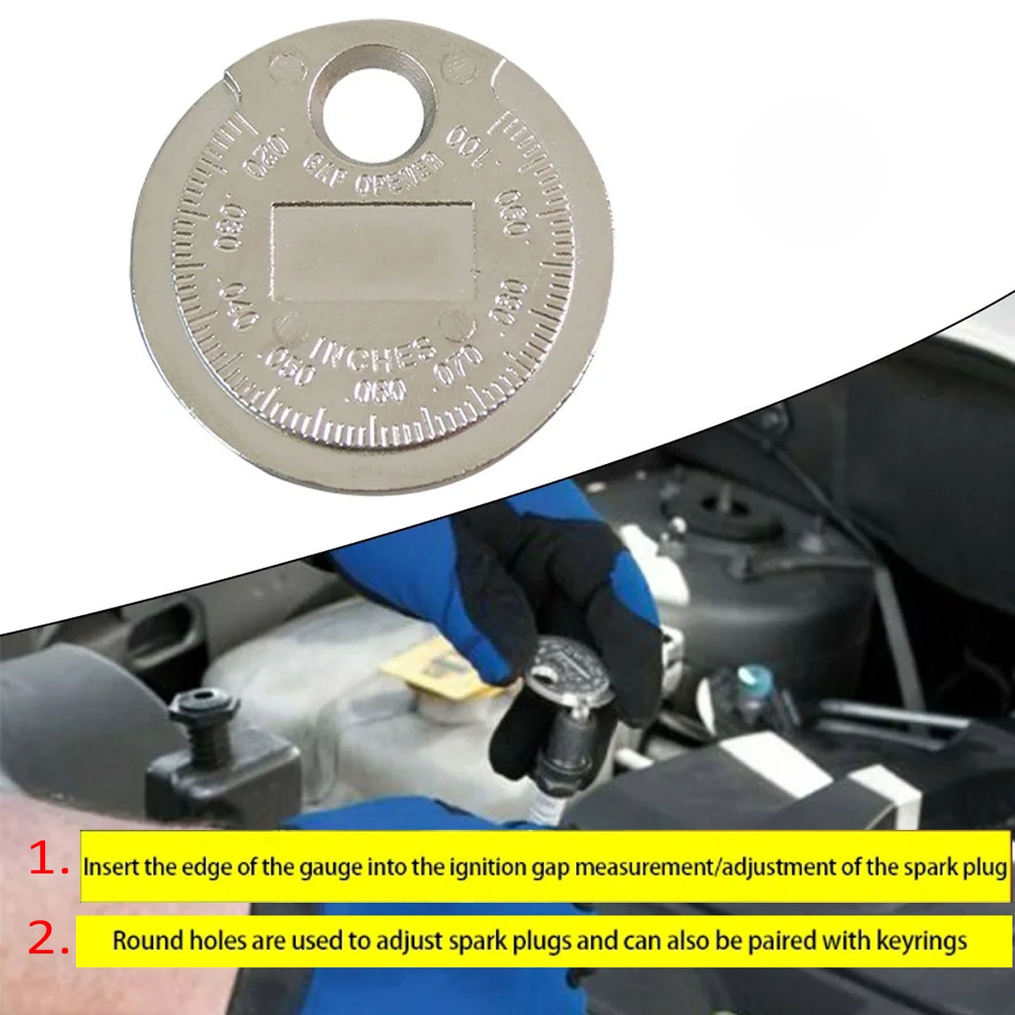 2 Pack Automobile And Motorcycle Spark Plug Gap Adjustment Tool 0.6-2.4mm Coin Type Spark Plug Gauge
