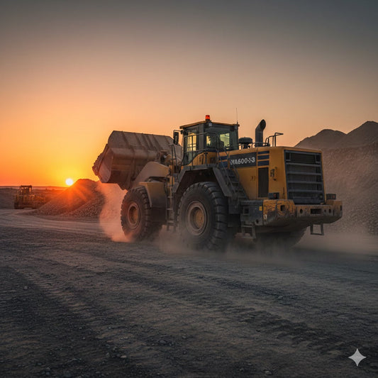 Komatsu WA600 wheel loader working on construction site