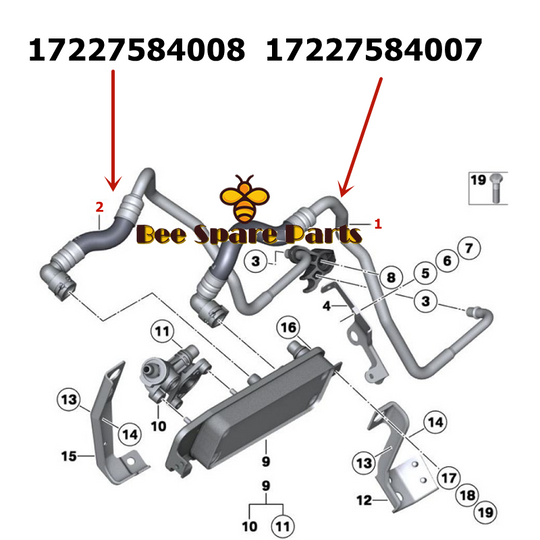 17227584007 17227584008 Car Accessories Transmission Cooling Oil Pipe For BMW 7 Series F01 F02 Oil Cooler Inlet Outlet Line