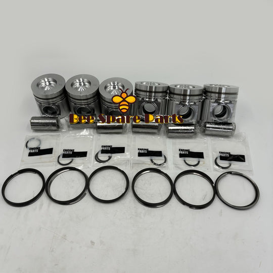 New 6 Sets STD Piston Kit With Ring 3907163 Fit For Cummins 4BT3.9 6BT5.9 Engine 102MM