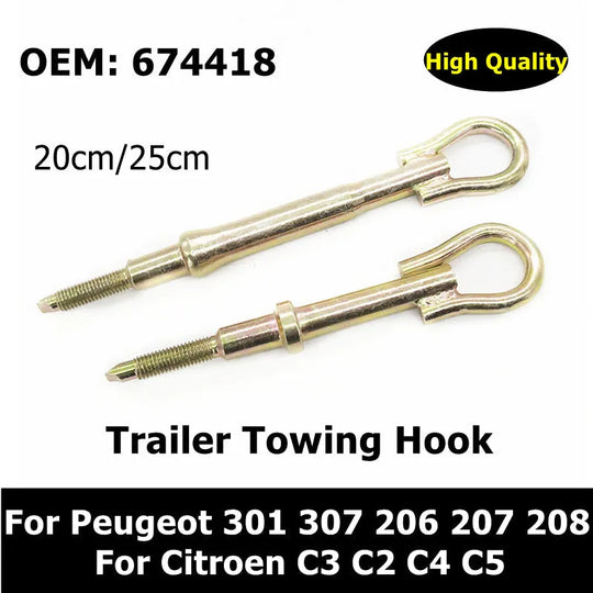 10pcs 7212ZJ 7212SQ 674418 674416 Trailer Hitch For Peugeot 301 307 308 206 207 208 2008 For Citroen C3/C2/C4/C5 Trailer Towing Hook-BeeSpareParts