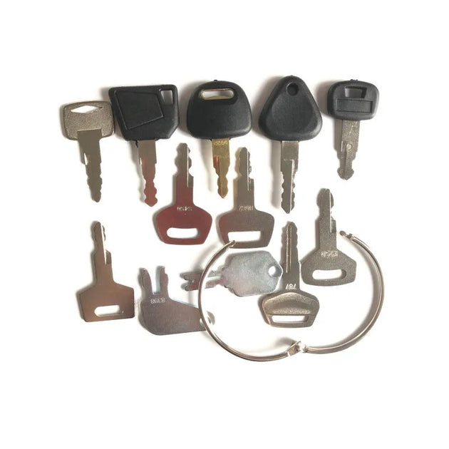 12 Keys Heavy Equipment Construction Ignition Key Set Fit For Caterpillar Case JD-BeeSpareParts