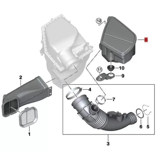 13718612084 Car Air Dust Pot Car Air Duct Resonator Resonant Pot Dust Pot for BMW 5 Series 7 Series G30 G38 G11 G12 730li 530e-BeeSpareParts