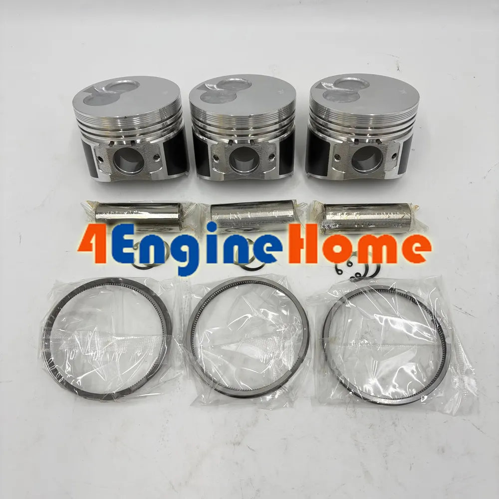 New 3 Sets STD Piston Kit With Ring 119623-22080 Fit For Yanmar 3TNE74 Engine 74MM-Replacement Aftermarket Parts