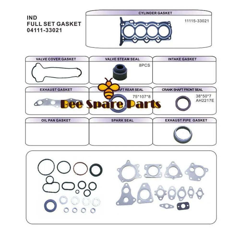 1ND 1NDTV Engine Full gasket set kit for Toyota Yaris vitz Fun cargo Runx Corolla Verso S 1364cc 1.4 D D-4D 2001- 04111-33022-商业/工业-BeeSpareParts