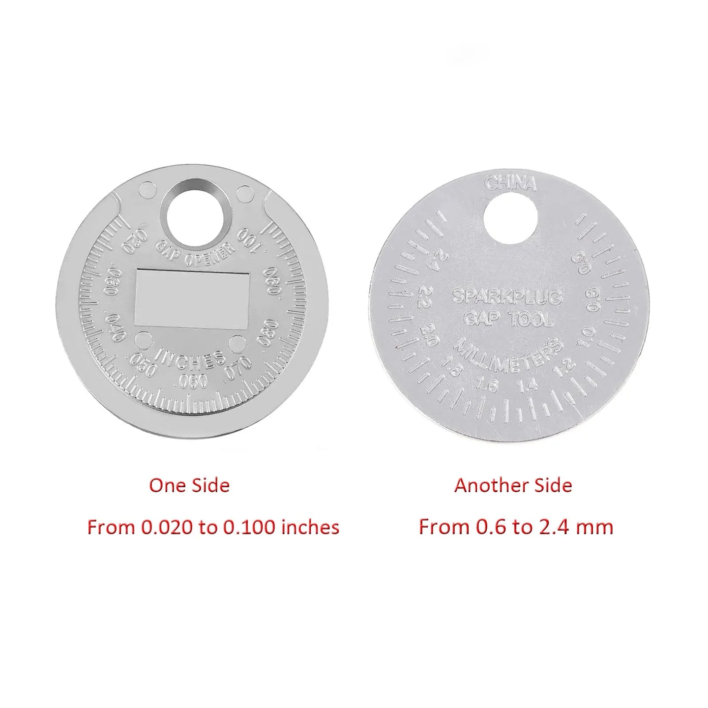 2 Pack Automobile And Motorcycle Spark Plug Gap Adjustment Tool 0.6-2.4mm Coin Type Spark Plug Gauge-BeeSpareParts