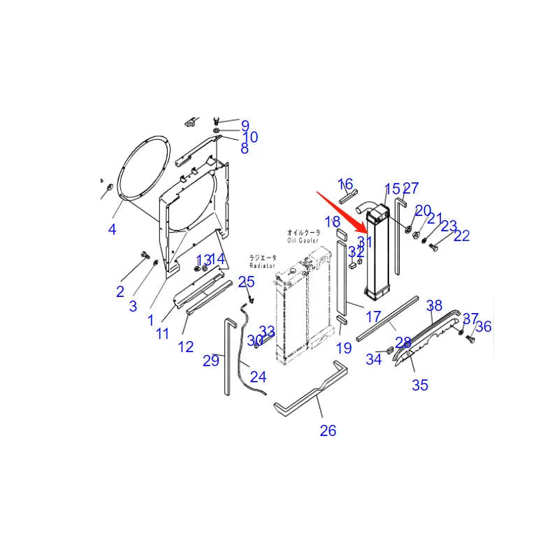 20Y-03-41131 20Y0341131 AFTER COOLER FOR KOMATSU PC200 PC210 PC230NHD-BeeSpareParts