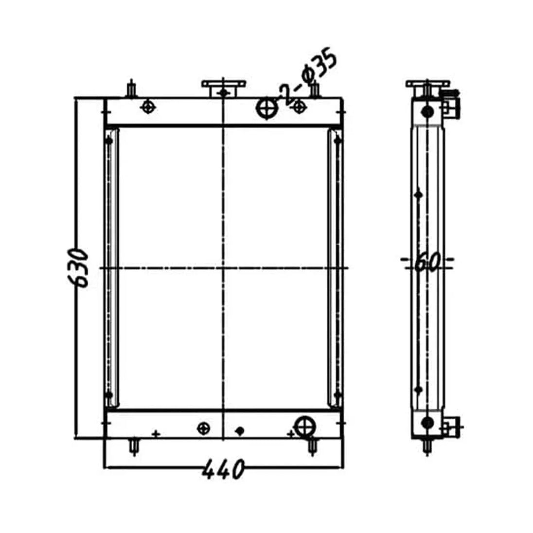 TH4416186 Water Tank Radiator fits John Deere Excavator 27C 27ZTS 35C 35ZTS-BeeSpareParts