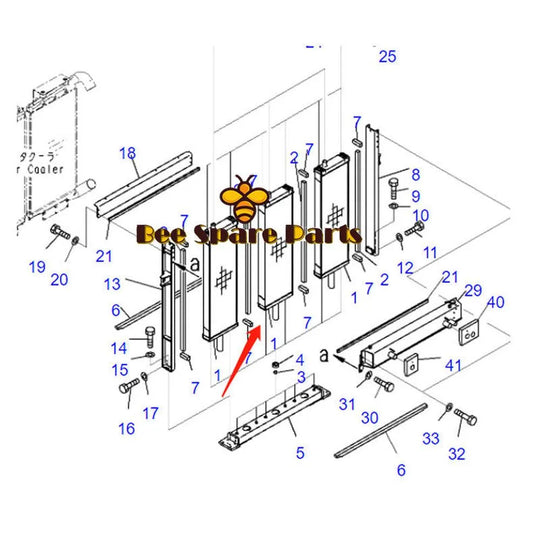 3 PCS Water Radiator Core ASS'Y 21T-03-31711 21T0331711 for Komatsu Excavator PC2000-8-BeeSpareParts