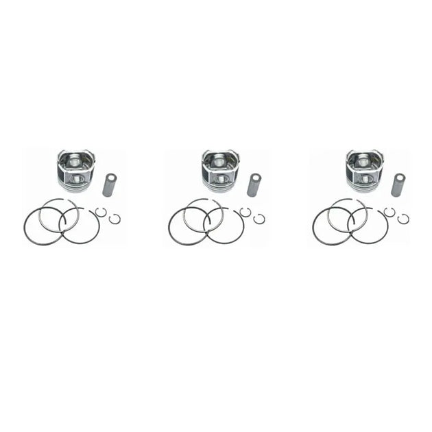3 Sets STD Piston Set (Clip & Pin) W Rings for Yanmar 3TN66 3TN66C 3TN66L Engine-BeeSpareParts