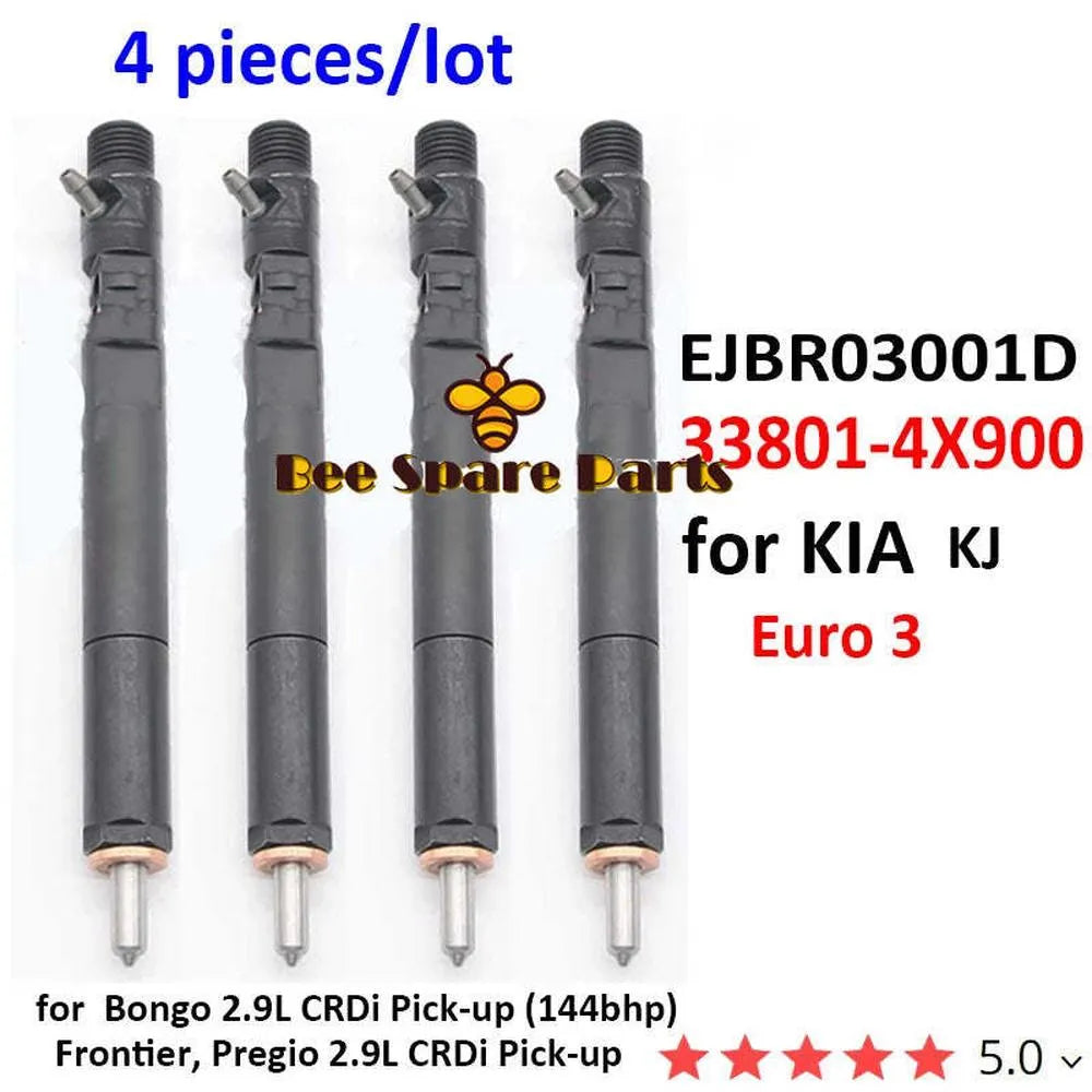 4PC Diesel Fuel Injector EJBR03001D 33801-4X900 Nozzle 338014X900 for KIA Bongo 2.9L CRDi Pick-up (144bhp) KJ Euro 3-BeeSpareParts