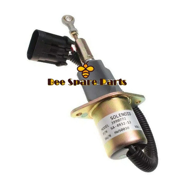 3990772 Stop Solenoid SA-4932-12 DC12V Fuel Shutdown Solenoid Cut Off Solenoid for 6CT Excavator Engine Aftermarket Parts-Solenoid & Solenoid Valve-BeeSpareParts