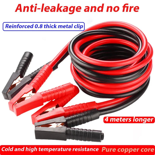 3M/4M 500A Car Battery Jump Cable Booster Cable Line Emergency Jump Starter Leads Van SUV Double-ended With Clamps Clips-BeeSpareParts