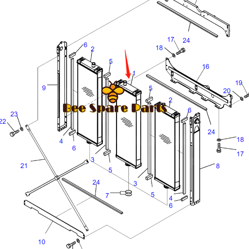 Free Shipping Water Radiator Core ASSY 195-03-63114 1950363114 for Komatsu Bulldozer D375A-5 D375A-5E0 D375A-6 D375A-6R