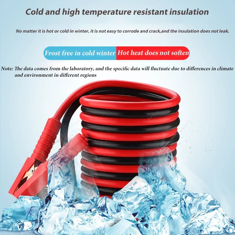 3M/4M 500A Car Battery Jump Cable Booster Cable Line Emergency Jump Starter Leads Van SUV Double-ended With Clamps Clips-Replacement Aftermarket Parts