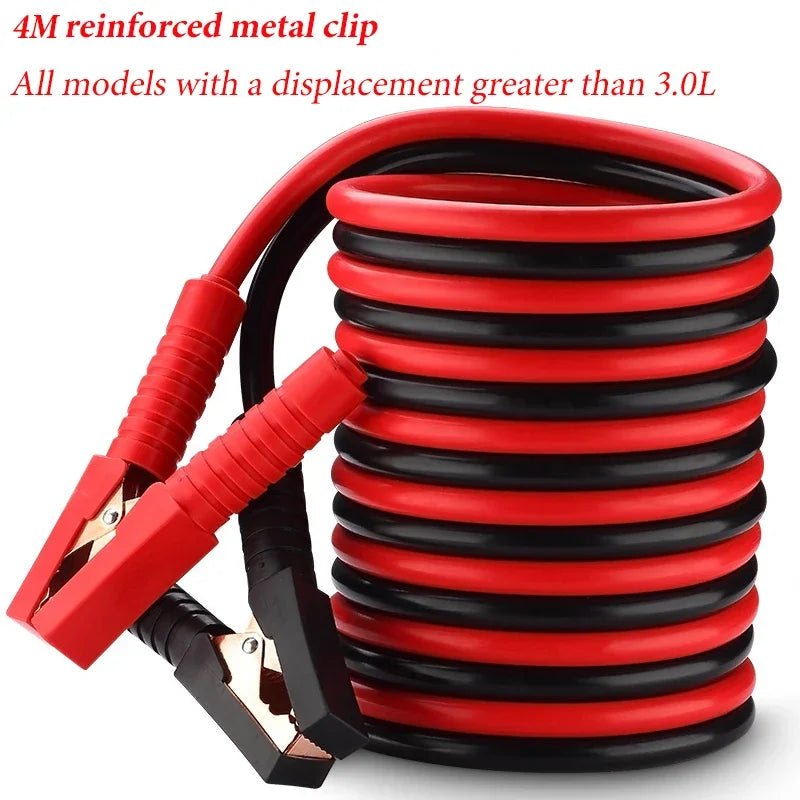 3M/4M 500A Car Battery Jump Cable Booster Cable Line Emergency Jump Starter Leads Van SUV Double-ended With Clamps Clips-Replacement Aftermarket Parts
