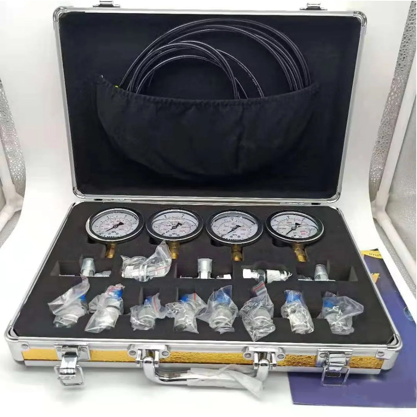 4 Gauge Hydraulic Pressure Gauge Set for Excavator Hydraulic Pressure Measurement Kit-BeeSpareParts