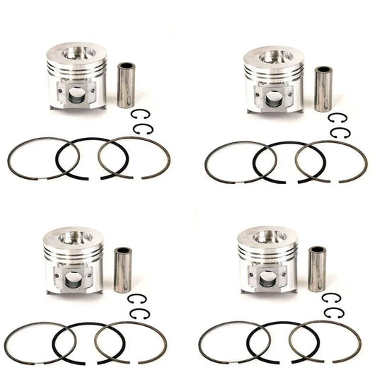 4 Sets STD Piston ( Clip & Pin) & Ring 123900-22080 for Yanmar Komatsu 4TNE106 Engine S4D106 106MM-BeeSpareParts