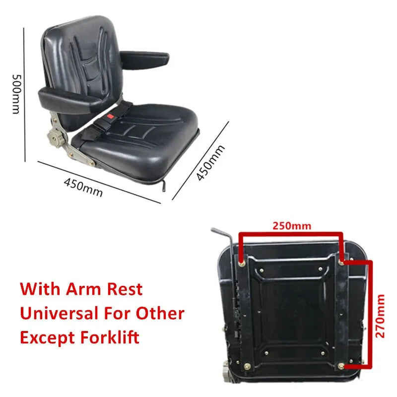 450X450X500mm Heftruck Seat Met Armsteun En Veiligheid Riem Voor Heftruck, Tractor,Skid Loader-Replacement Aftermarket Parts