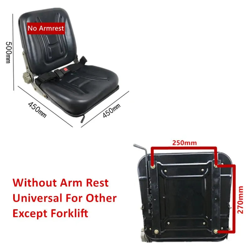 450X450X500mm Heftruck Seat Met Armsteun En Veiligheid Riem Voor Heftruck, Tractor,Skid Loader-Replacement Aftermarket Parts