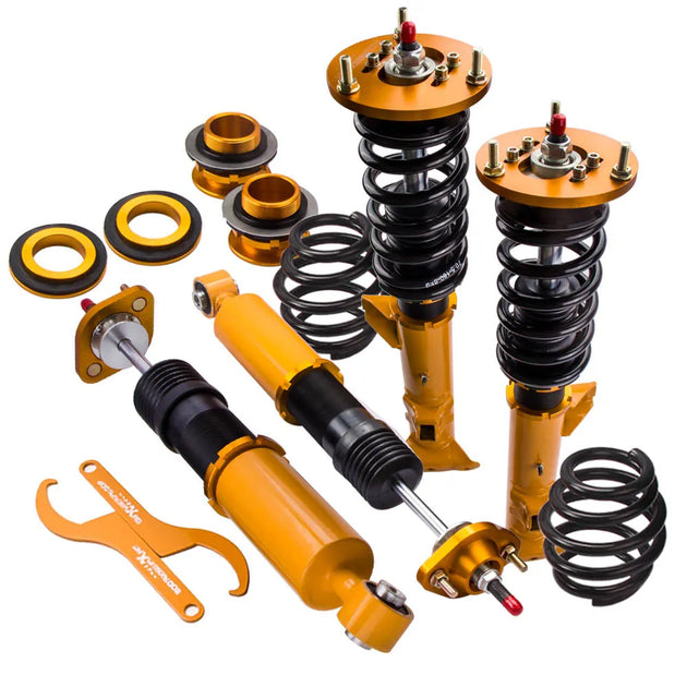 4pcs Coilover Suspension Damper Spring Front Rear Absorber 24 Way Damper Height Adjustable Coilover for BMW E36 Series 1991-1999-BeeSpareParts