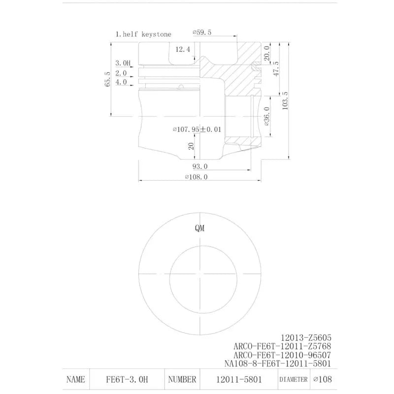 4PCS FE6 piston 12013-z5605 For Nissan UD truck engine-Piston Kit-BeeSpareParts