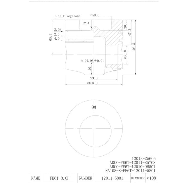 4PCS FE6 piston 12013-z5605 For Nissan UD truck engine-Piston Kit-BeeSpareParts
