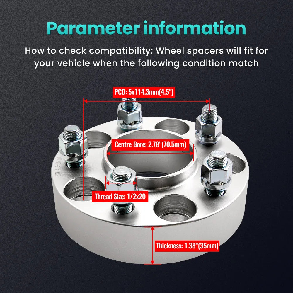 4PCS Wheel Spacer Adapters 35 mm 5x114.3 Hub Centric for Ford Falcon AU BA BF FG-BeeSpareParts
