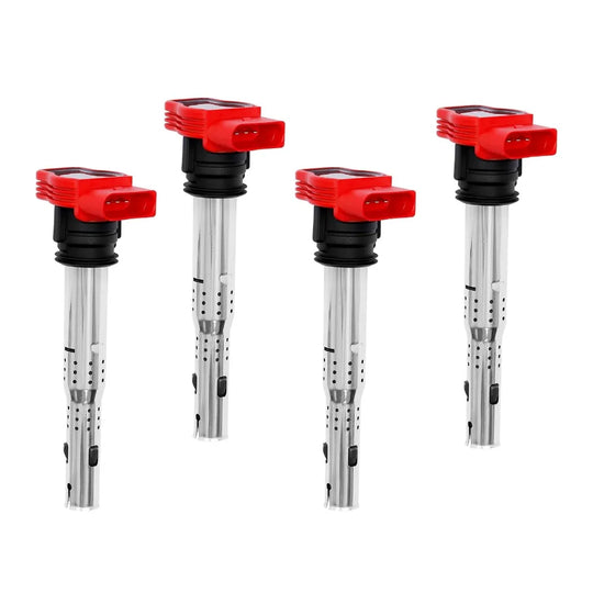 4x Ignition Coils Pack Spark Plug Red For PORSCHE Audi S5 A7 Q7 3.0 TFSI-BeeSpareParts