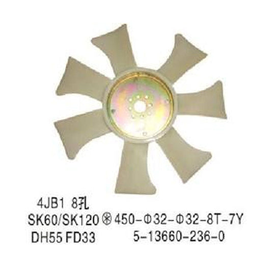  5-13660-2360 New Fan Cooling Blade For 4JB1 SK60 SK120 DH55 FD33