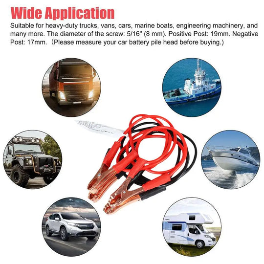 500A Car Battery Jump Cable Booster Cable Line Emergency Jump Starter Leads Van SUV Double-ended with Clamps Clips-BeeSpareParts