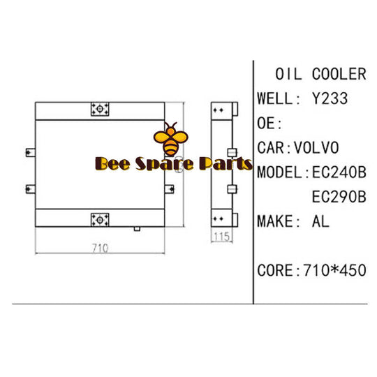 Free Shipping Oil Cooler VOE 14538609 for Volvo EC240B EC240C EC290B EC290C