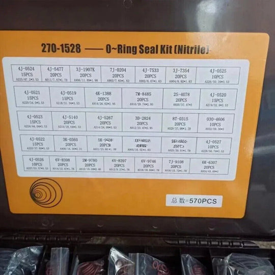 570PCS 270-1528 O-Ring Kit for Caterpillar Excavator Rubber Oil Seal Kit Box-Replacement Aftermarket Parts