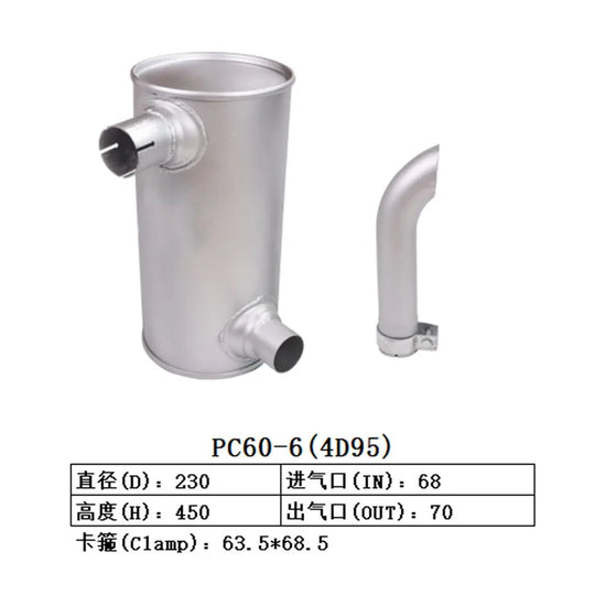 6204-11-5350 PC60-6 muffler for diesel engine 4D95 exhaust muffler-BeeSpareParts