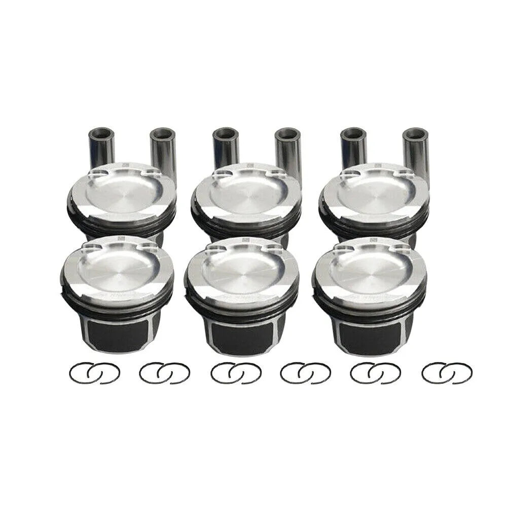 6pcs N54B30 Pistons & Rings Set Φ84mm 11257610295 11257577586 for BMW E60 E61 E71 E82 E90 E91 E92 E93 135i 335i 535i 740i X6 3.0-BeeSpareParts