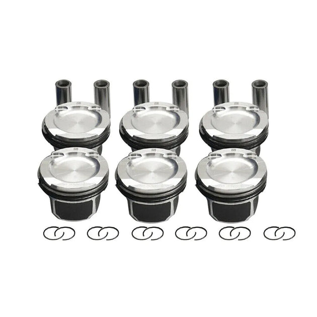6pcs N54B30 Pistons & Rings Set Φ84mm 11257610295 11257577586 for BMW E60 E61 E71 E82 E90 E91 E92 E93 135i 335i 535i 740i X6 3.0-BeeSpareParts