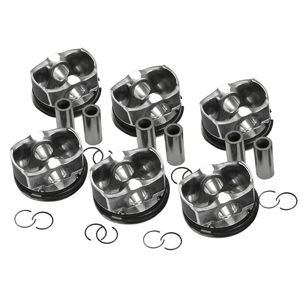 6pcs N54B30 Pistons & Rings Set Φ84mm 11257610295 11257577586 for BMW E60 E61 E71 E82 E90 E91 E92 E93 135i 335i 535i 740i X6 3.0-BeeSpareParts