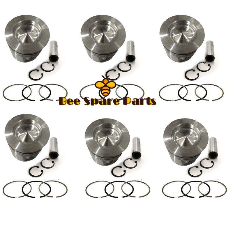6sets 3803965 3801542 3803624 3803154 PISTON, CLIPS, PIN & RINGS Fit for Cummins-商业/工业-BeeSpareParts