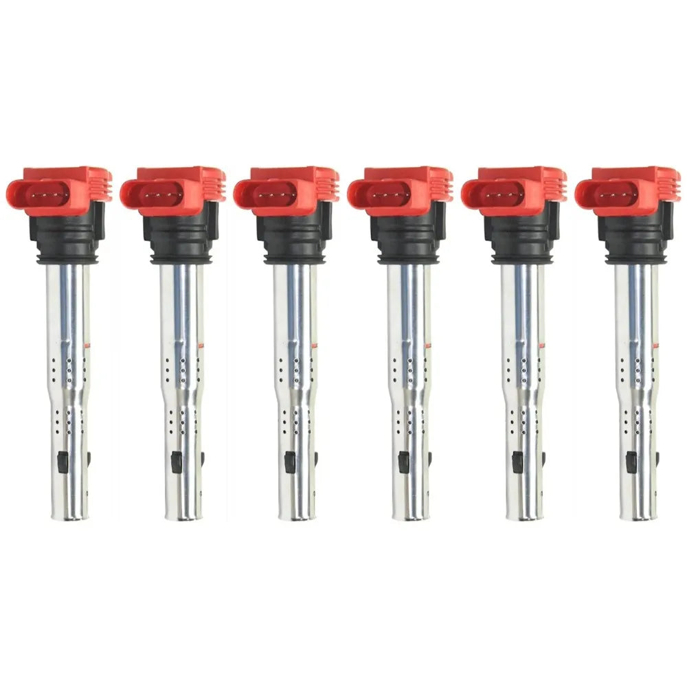 6x Ignition Coils Pack Spark Plug Red For PORSCHE Audi S5 Q7 3.0 TFSI-BeeSpareParts