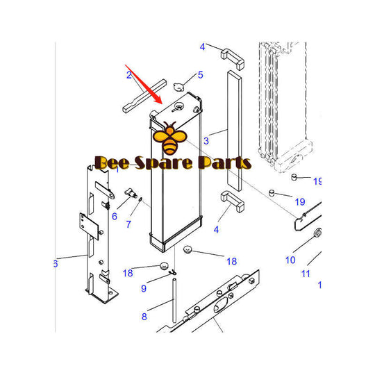 Free Shipping 206-03-22411 Aftermarket Water Tank Radiator Fit For Komatsu PC270-8 Excavator