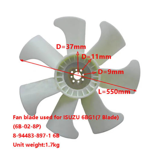 8-94483-897-1 8944838971 Fan Blade For TCM Forklift With Isuzu 6BG1 Engine 7 Blades-Replacement Aftermarket Parts