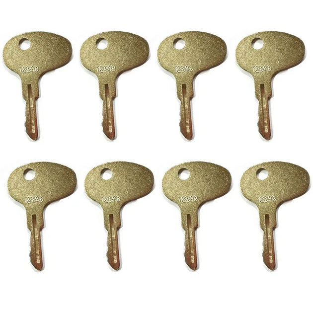 8pcs 12343 Ignition Key for Mitsubishi Kubota International CAT Forklift Dozer-BeeSpareParts