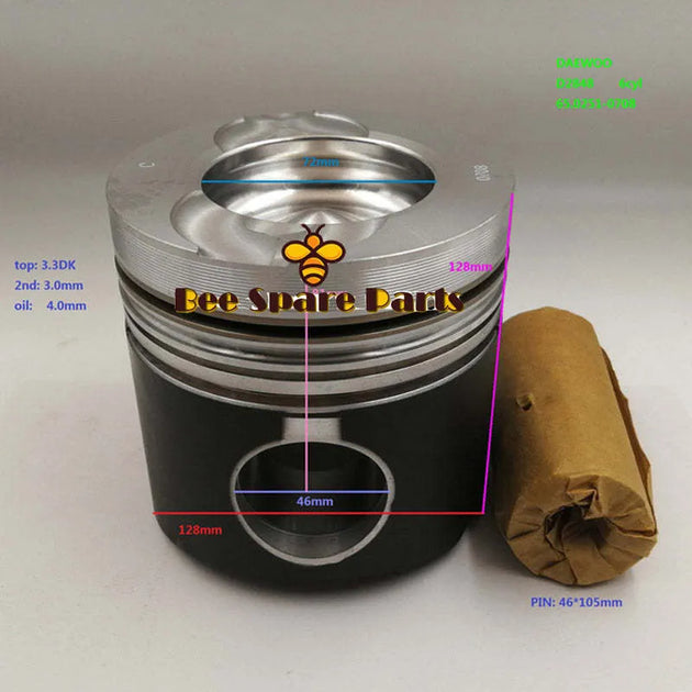 8pcs 128MM D2848 Diesel Engine Piston For Doosan Excavator Parts 65.0251-0708-BeeSpareParts