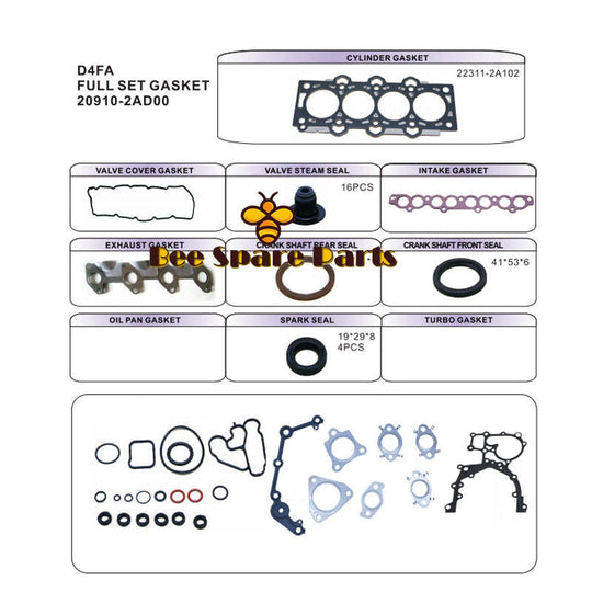 20910-2AF00 FULL GASKET KIT HYUNDAI D4FA FOR ACCENT ELANTRA GETZ KIA RIO CRDi