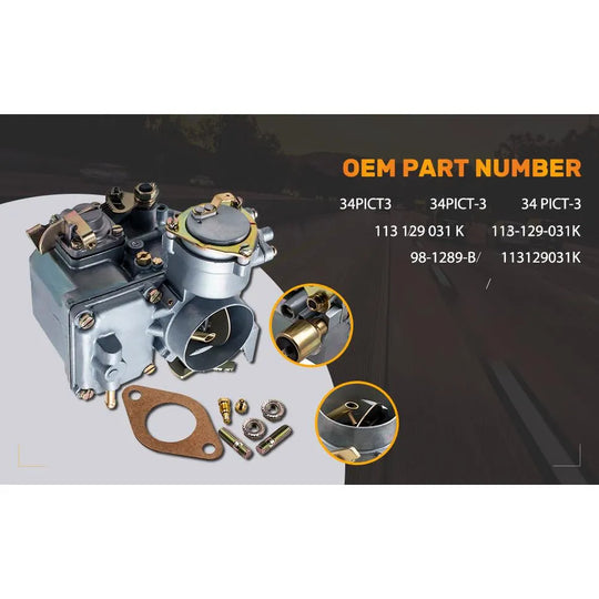 Aftermarket 34 PICT-3 Carburetor Carb 12V Electric Choke For VW 113129031K For Volkswagen Transporter 1969~1972-BeeSpareParts