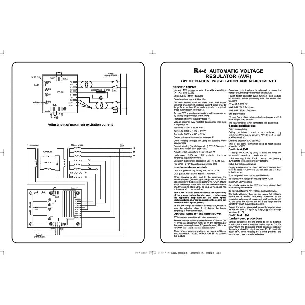 Automatic Voltage Regulator Module Card AVR R448 for Leroy Somer Genset Parts-BeeSpareParts