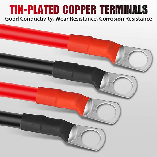 Battery Inverter Cable Set with Terminals 12V 2AWG Car Battery Connection Line Cable Stranded Copper Cord red black wire-BeeSpareParts